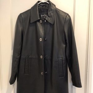 New York One Zero Zero One Eight leather jacket womens small